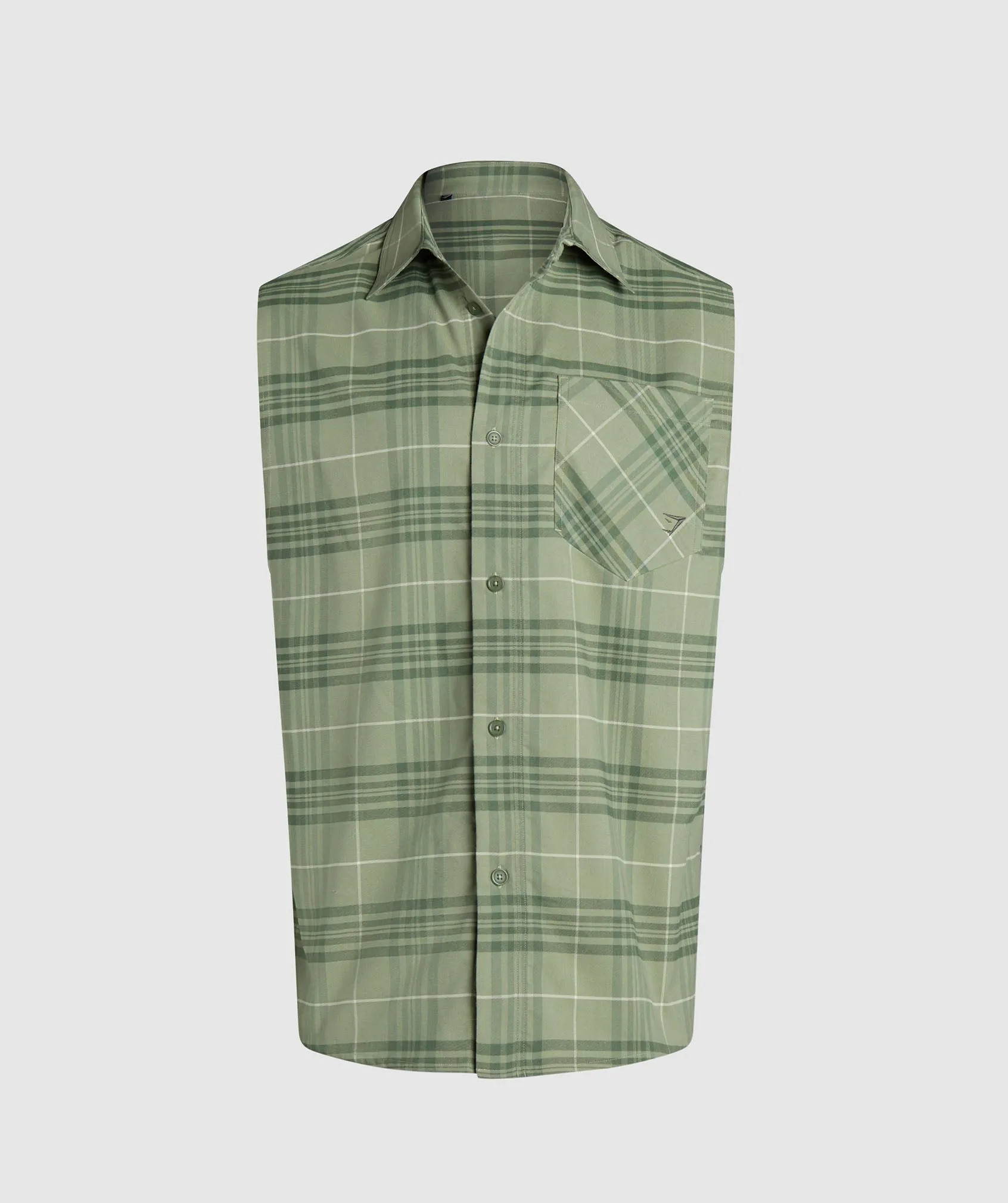 Gymshark Check Sleeveless Shirt - Natural Sage Green