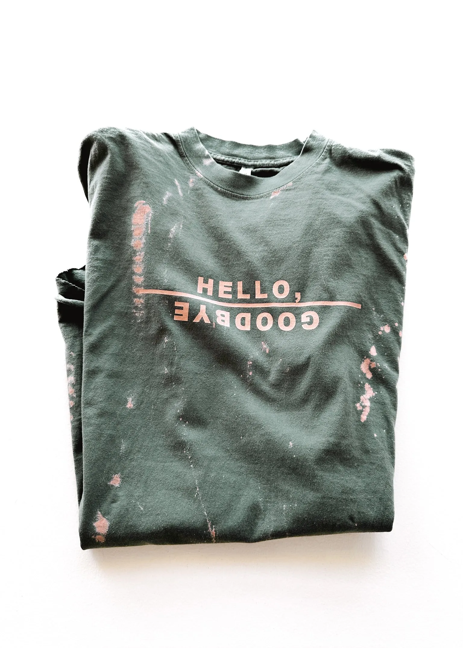 HELLO GOODBYE BLEACHED OUT SIDE SLIT TEE