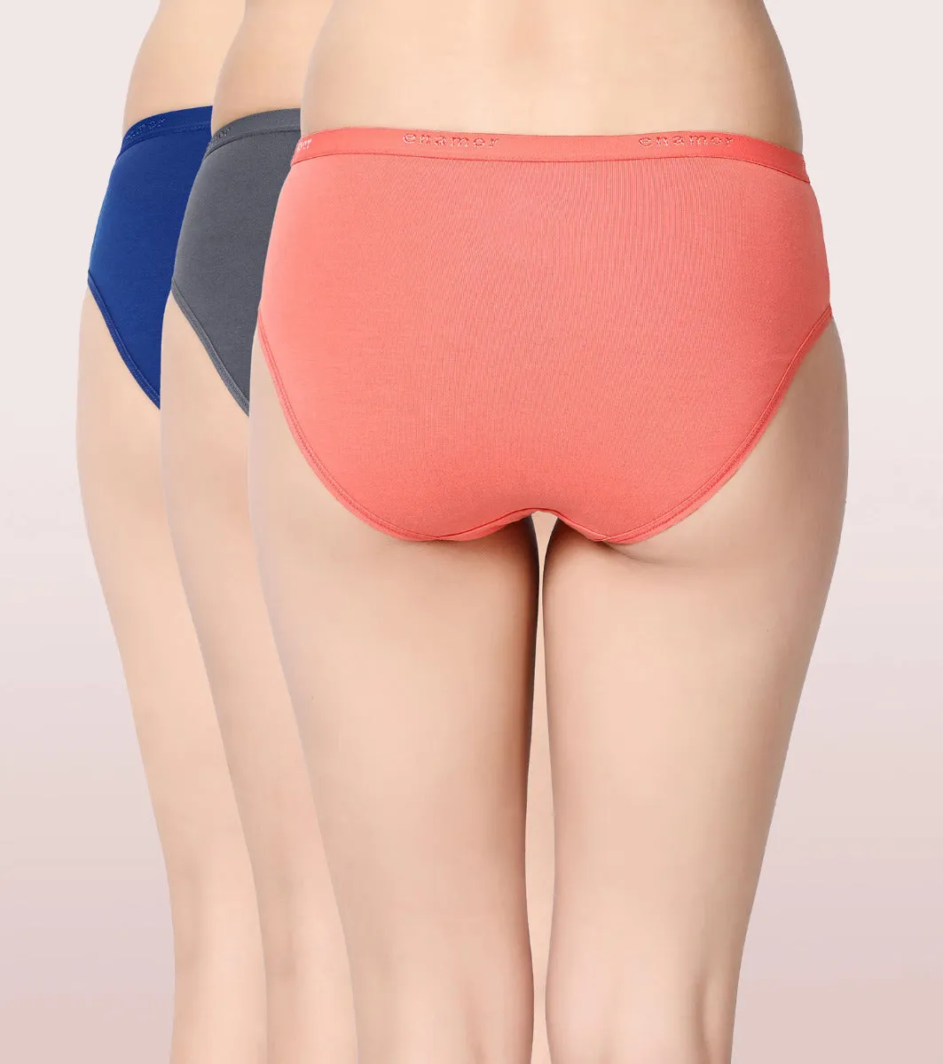 Hipster Panty | Full Coverage & Mid Waist -Pack Of 3-Colors And Print May Vary