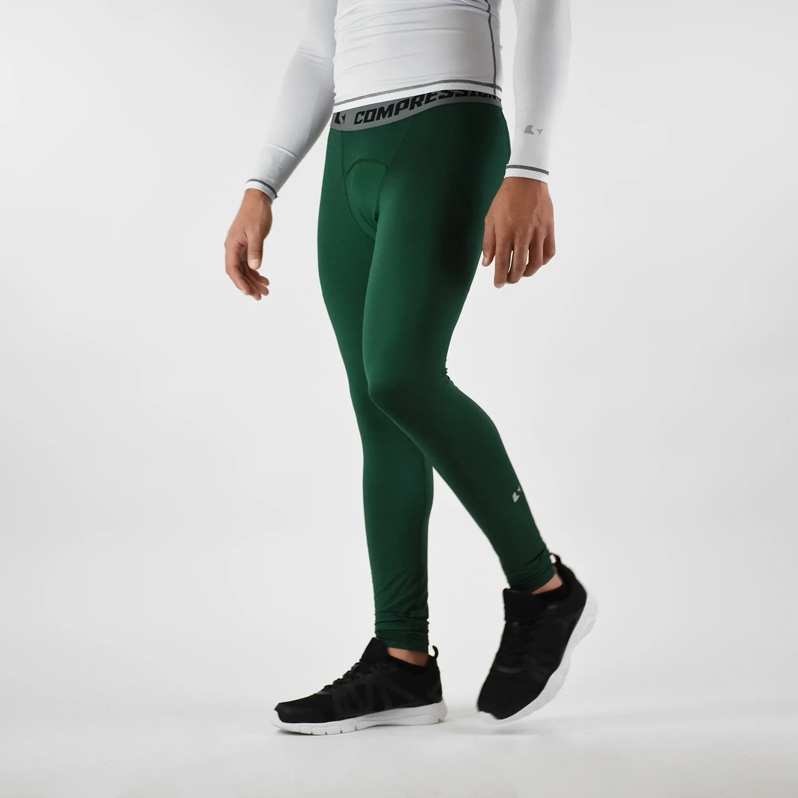 Hue Dark Green Solid compression tights / leggings