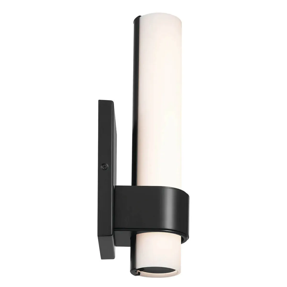 Izza 13" 1-Light LED Wall Sconce With Satin Etched Cased Opal Glass, Black Finish