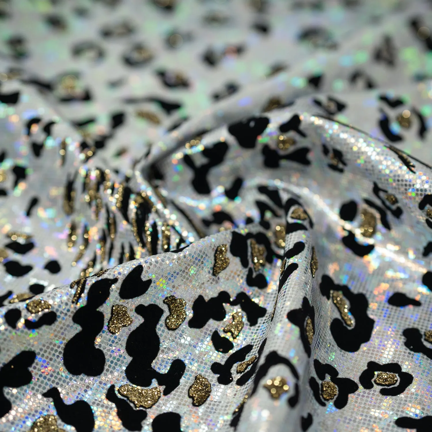 Jag City Shattered Glass Foiled Spandex Fabric | Blue Moon Fabrics