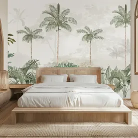 Kovalam Paradise, Palms Wallpaper for Rooms, Green, Customised