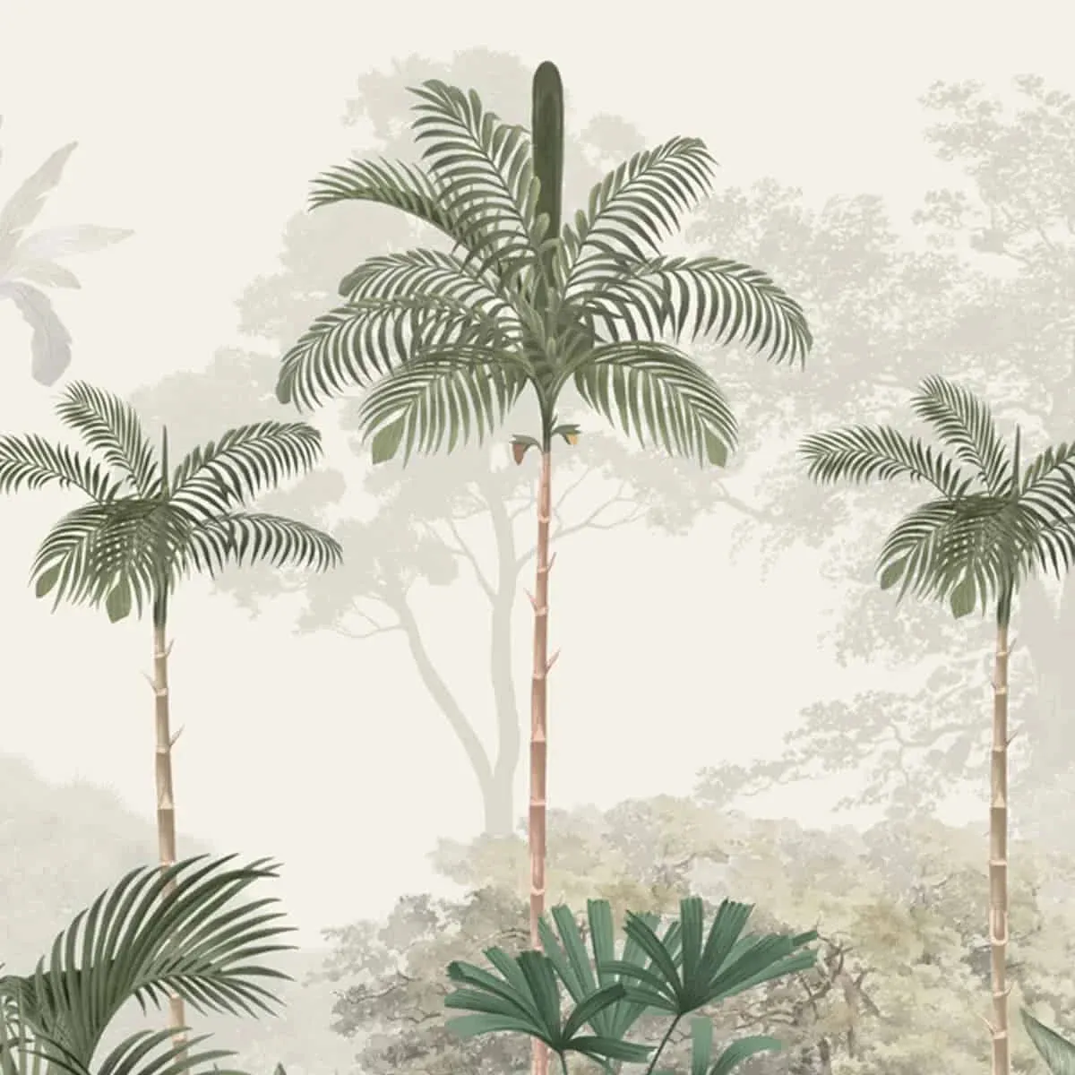 Kovalam Paradise, Palms Wallpaper for Rooms, Green, Customised