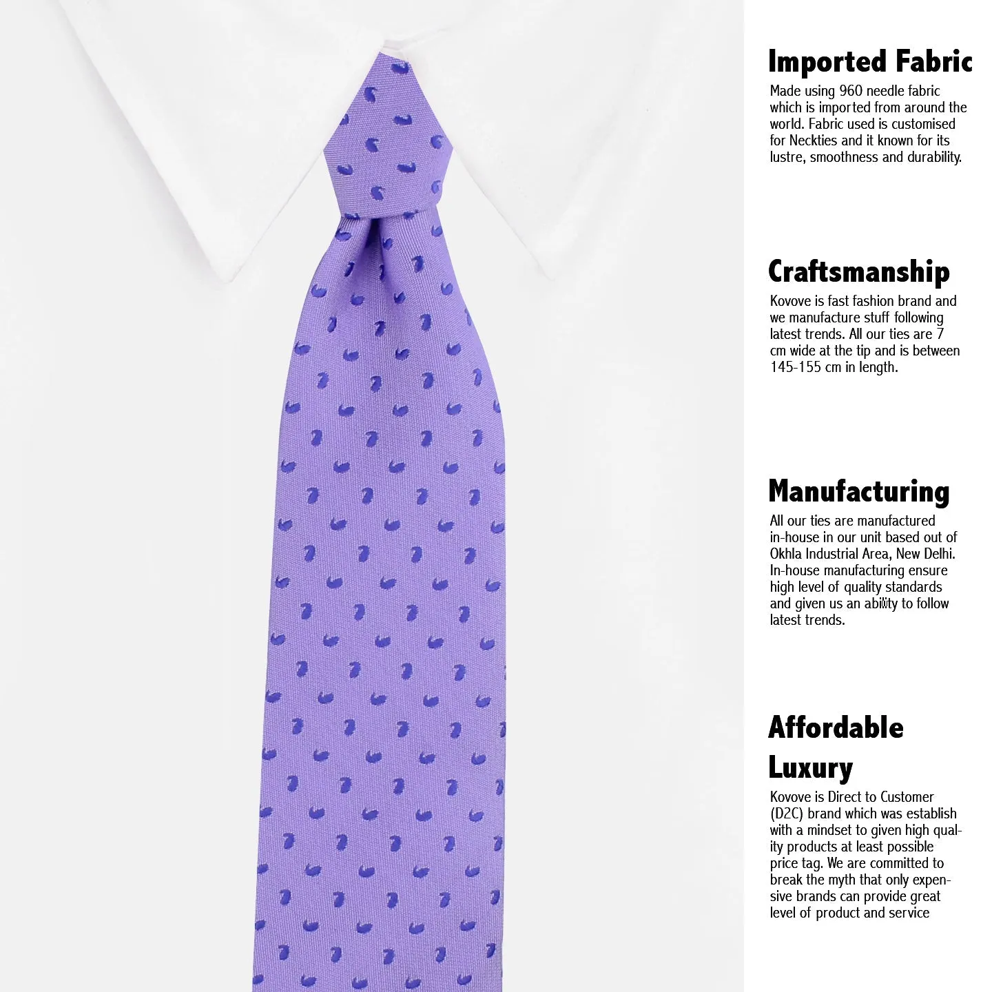 Kovove Purple Abstract Neck Tie For Men