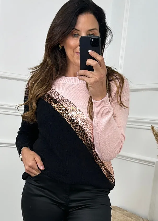 Laryn Pink Sequin Detail Top