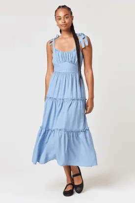 Light Blue Ruffle Midi Dress