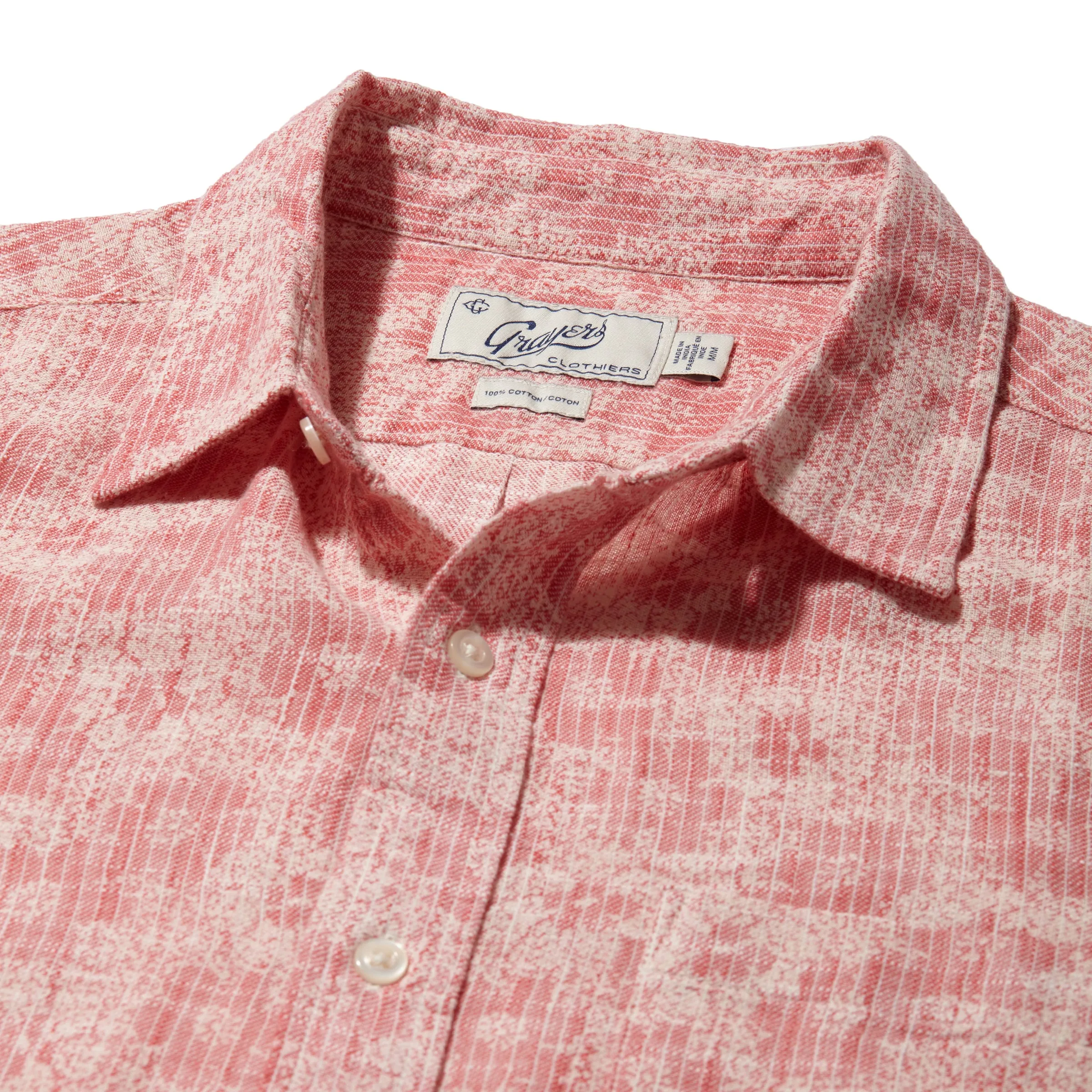 Madras Cottage Loom Printed Shirt - Red White Floral