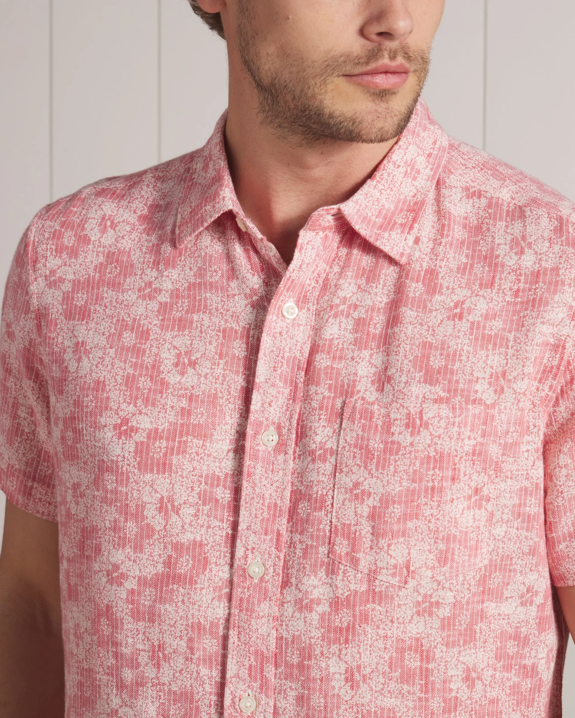 Madras Cottage Loom Printed Shirt - Red White Floral