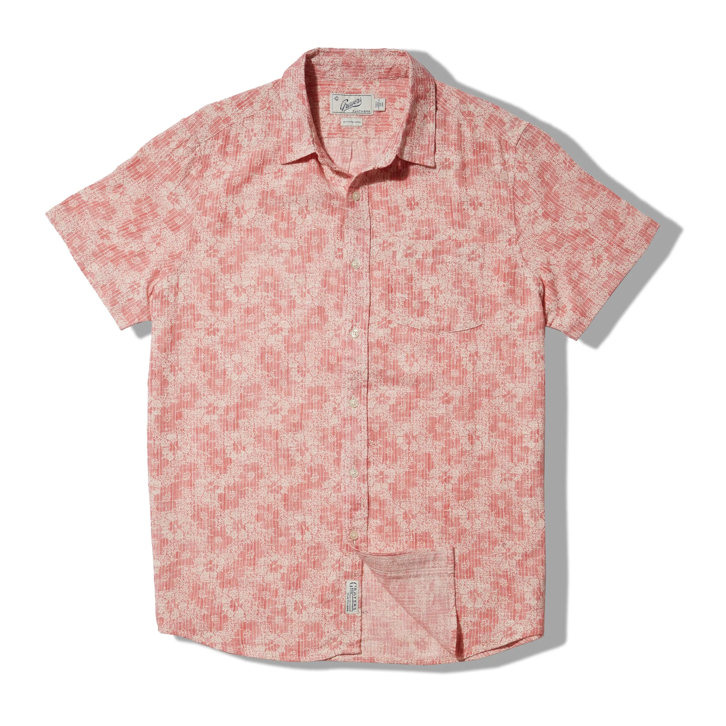 Madras Cottage Loom Printed Shirt - Red White Floral