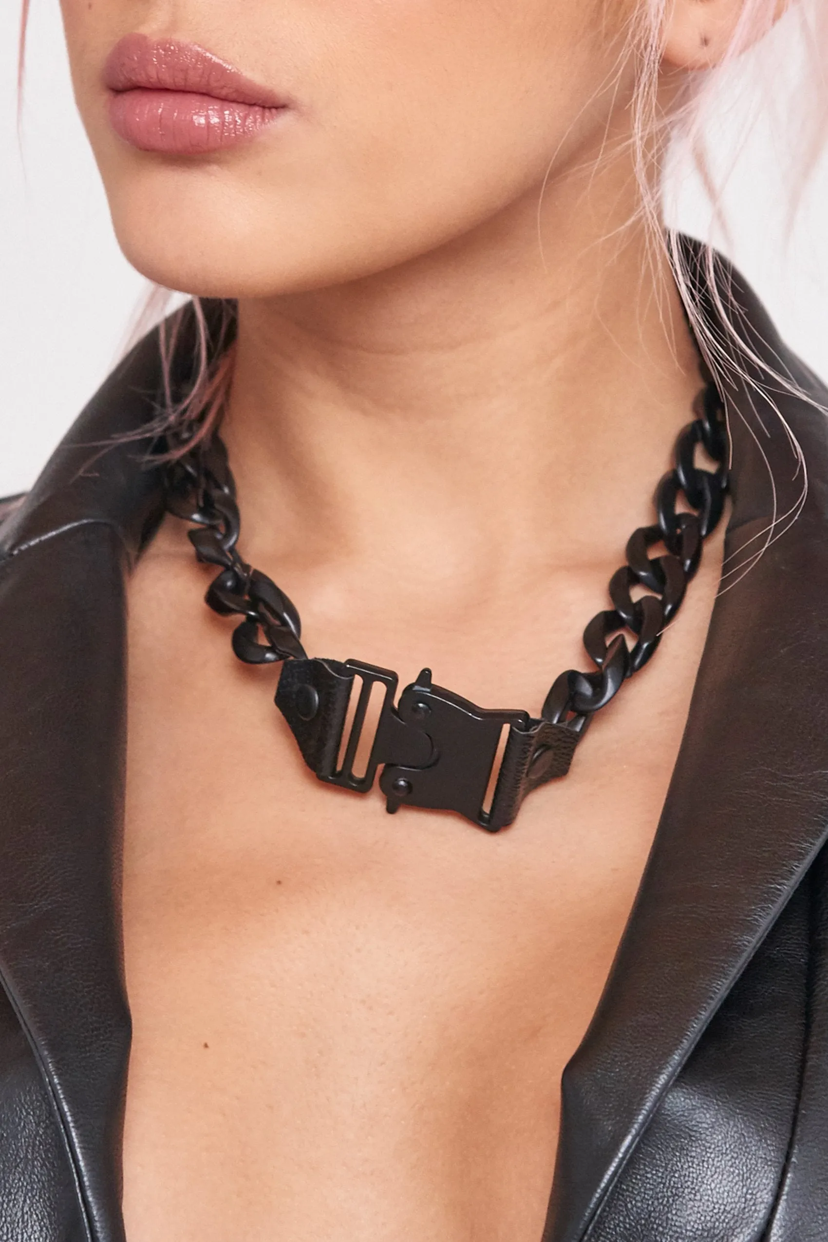 Matte Black Industrial Chain Necklace