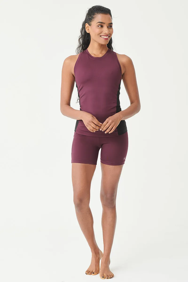 Medium Compression Mini Shorts with Side Pocket Wine