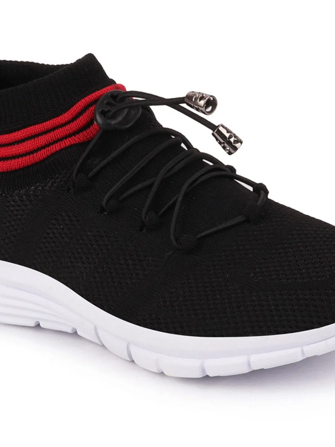 Men Black Sports Lace-Up Outdoor Running Shoes