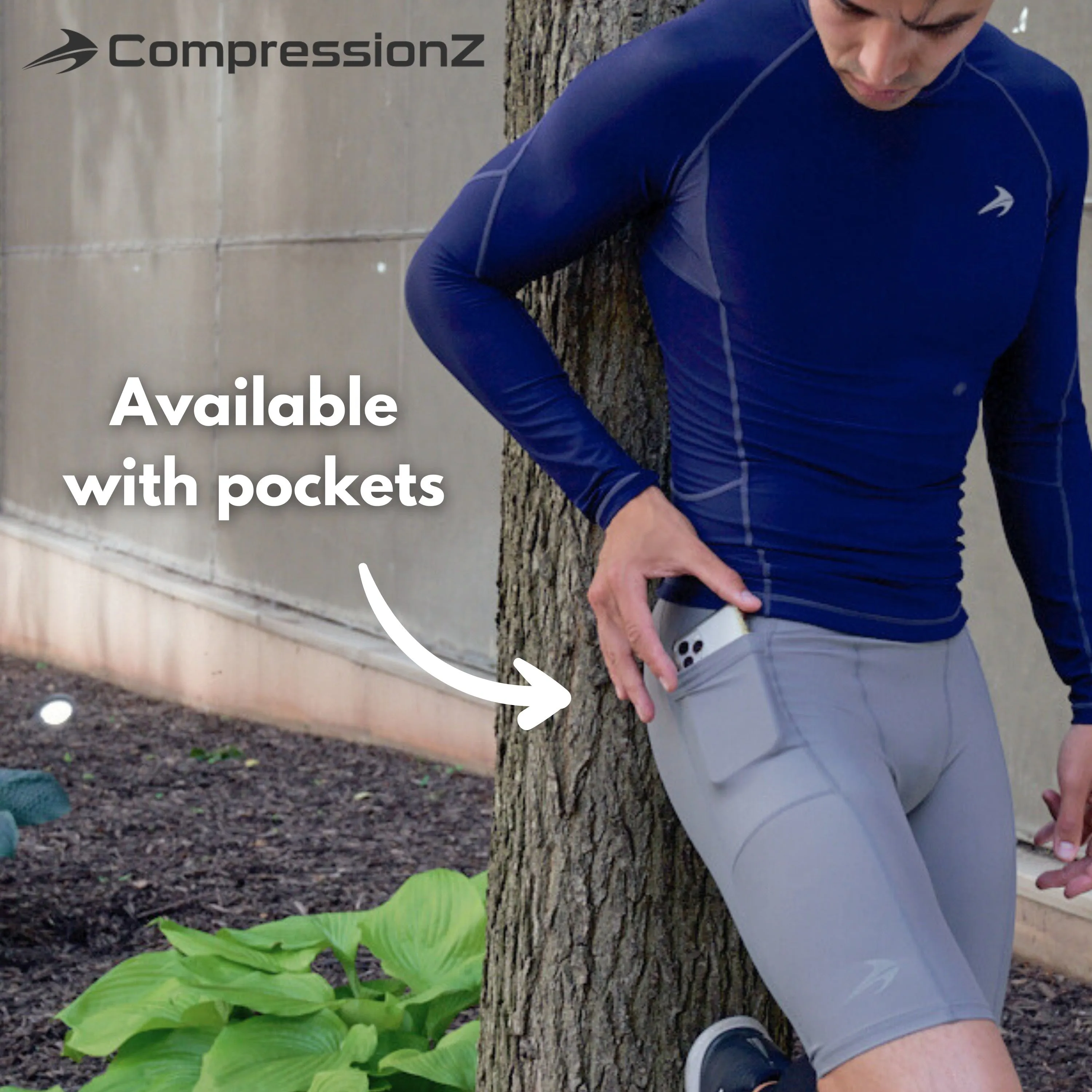 Men's 9" Compression Shorts W/ Pockets - Navy