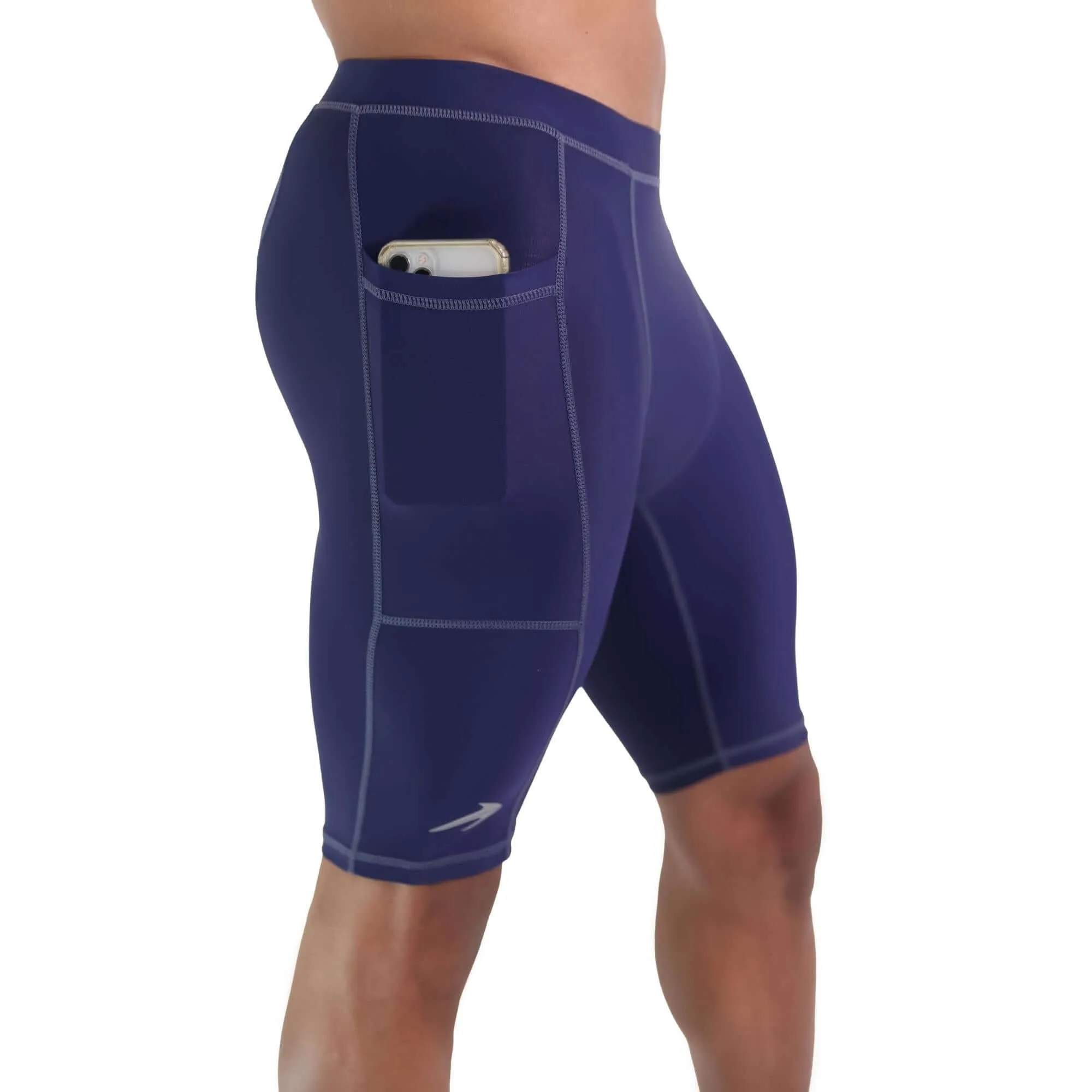 Men's 9" Compression Shorts W/ Pockets - Navy