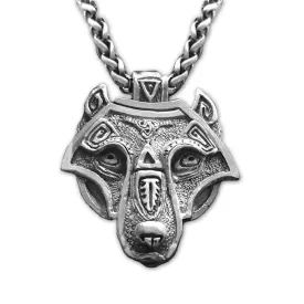 Mens Viking Wolf Necklace, Solid Silver Viking Pendant, Odin's Wolf,  Handmade Wolf Animal Jewellery