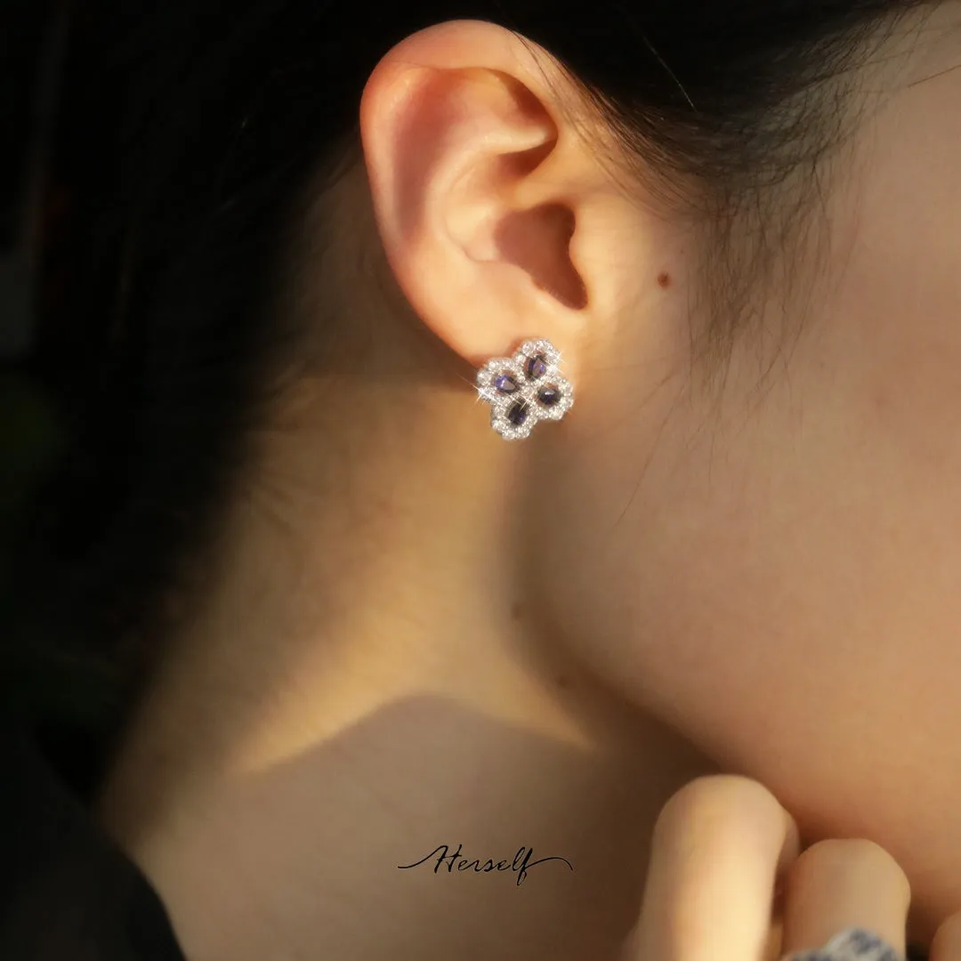 Meryl Lucky Four-Leaf Ruby Earrings