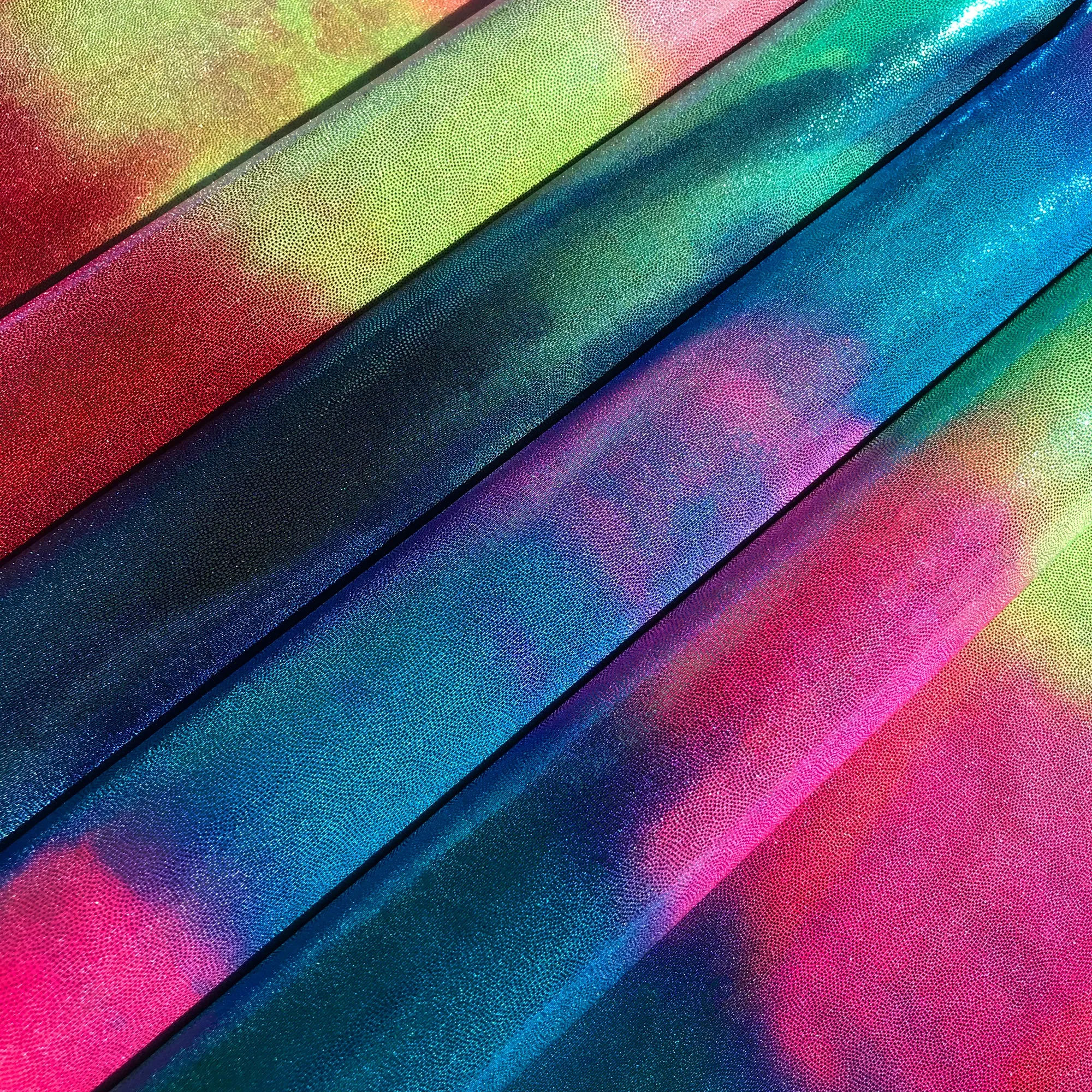 Midnight Blue Tie Dyed Foiled Spandex Fabric | Blue Moon Fabrics