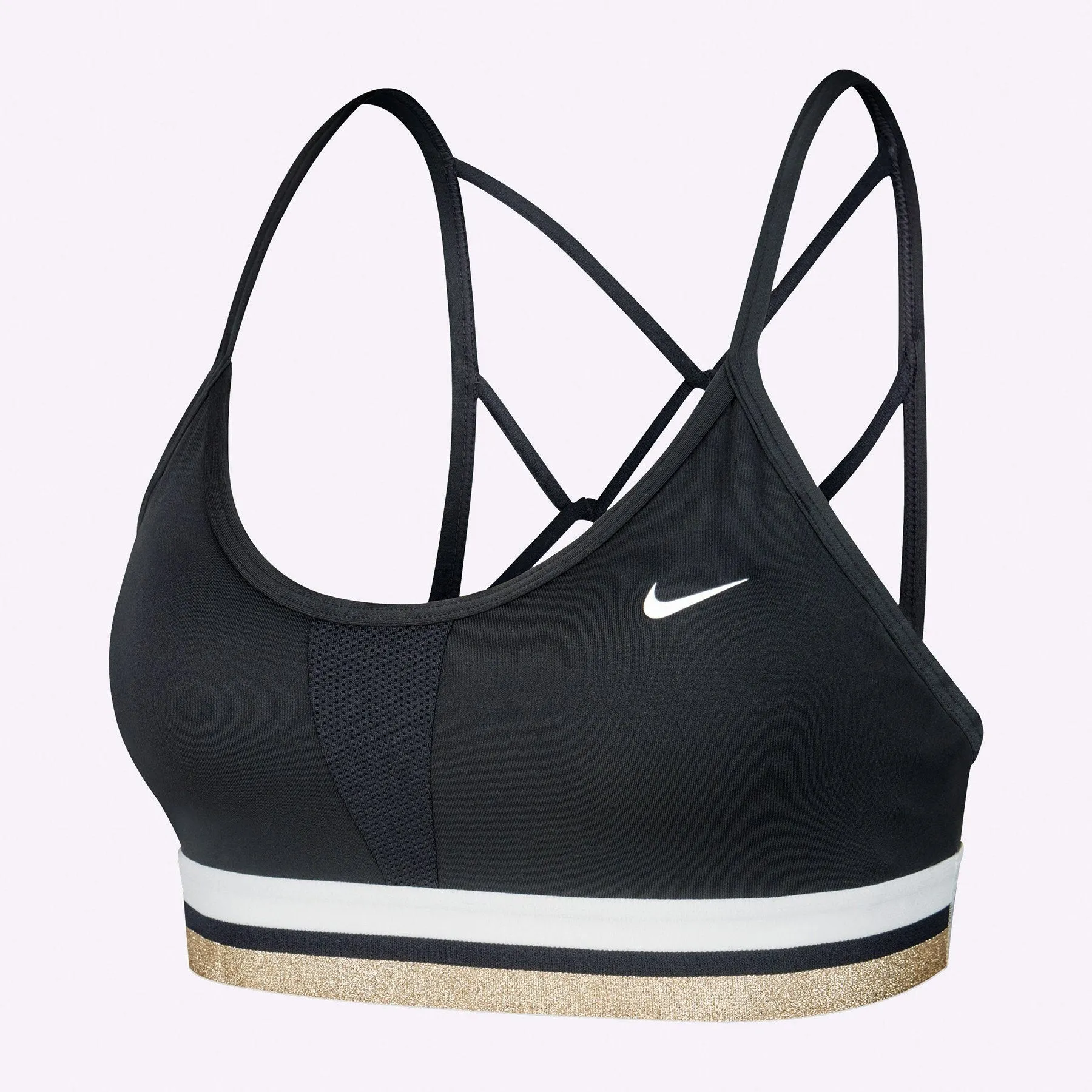 Nike Indy Women's Light-Support Sports Bra - BLACK/WHITE/METALLIC GOLD/WHITE