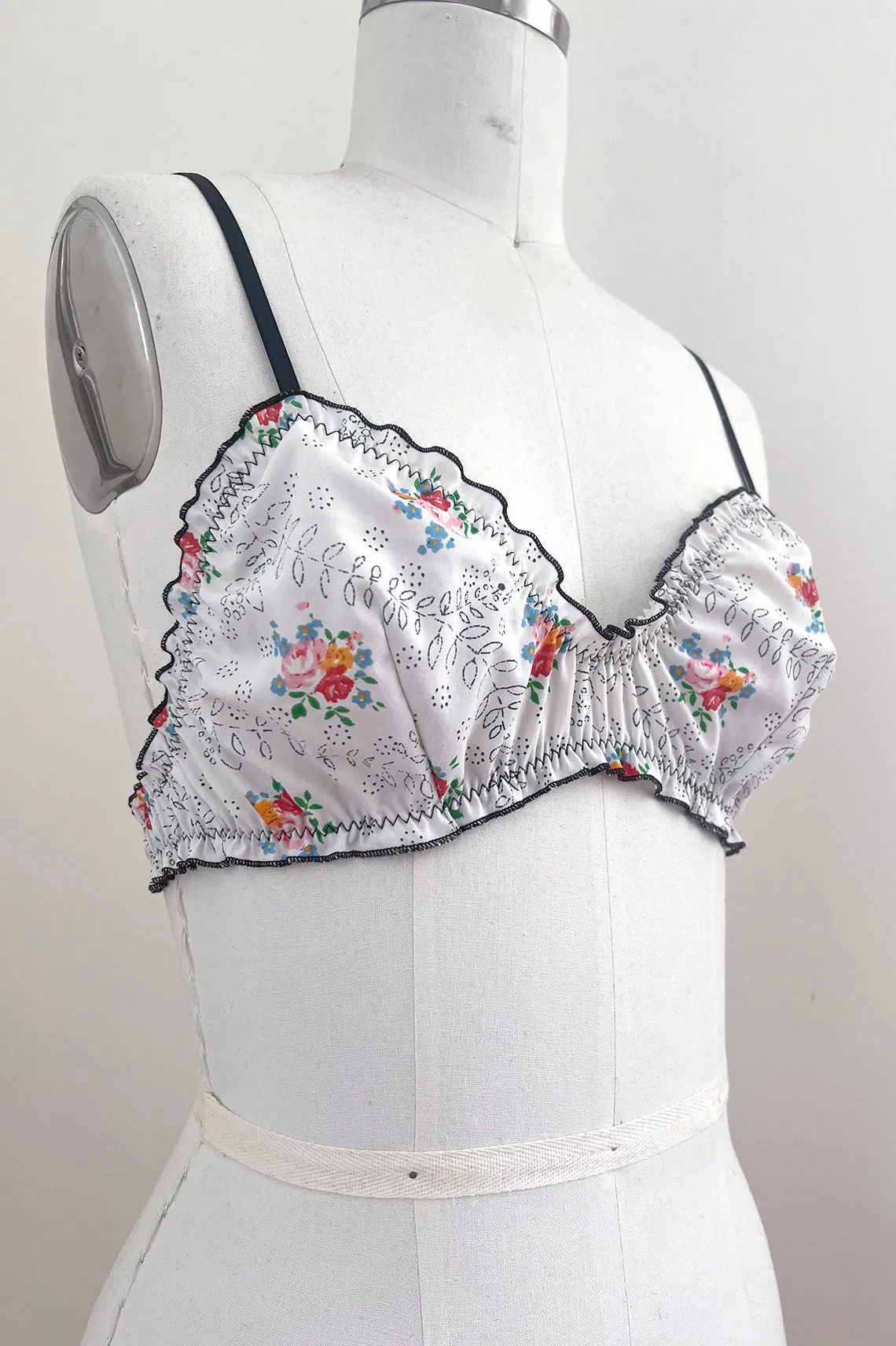 Oleander Bralette in Upcycled Vintage Pollen Print