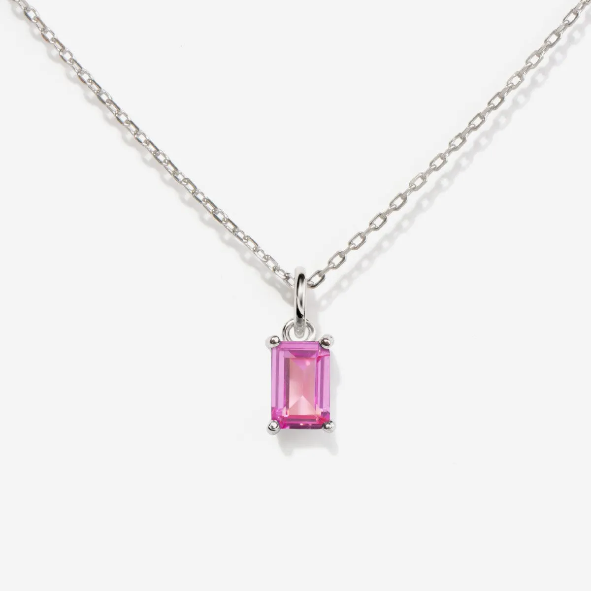 Pink Tourmaline Silver Necklace