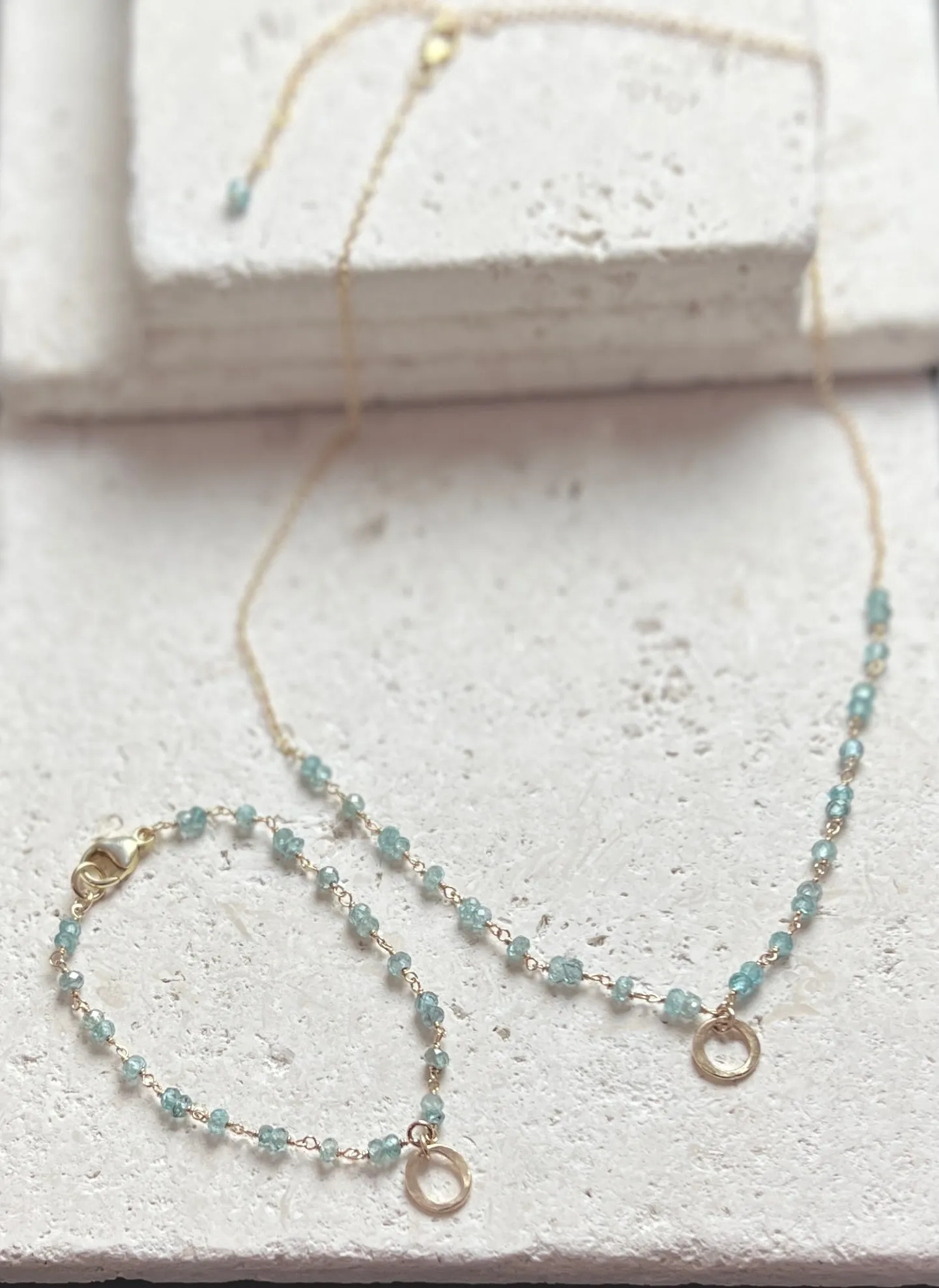 Polaris Necklace Natural Blue Zircon Kai Pendant Gold Filled