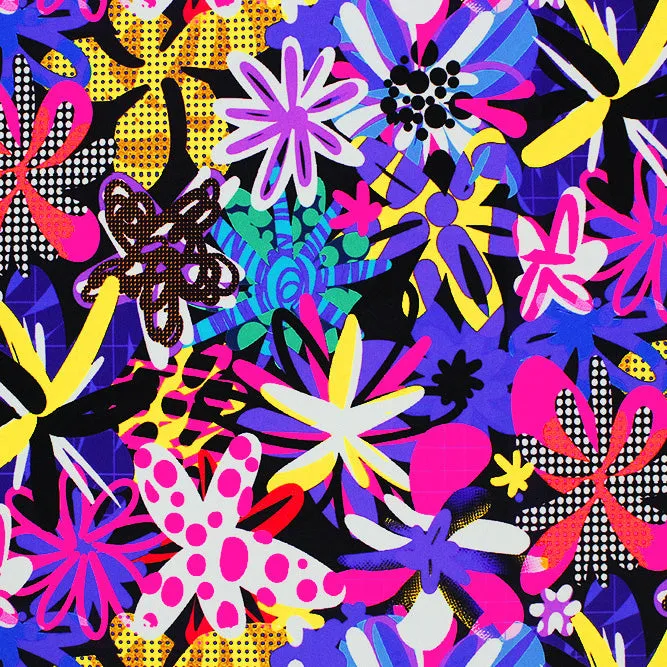 Punk Rock Flowers Printed Spandex Fabric | Blue Moon Fabrics