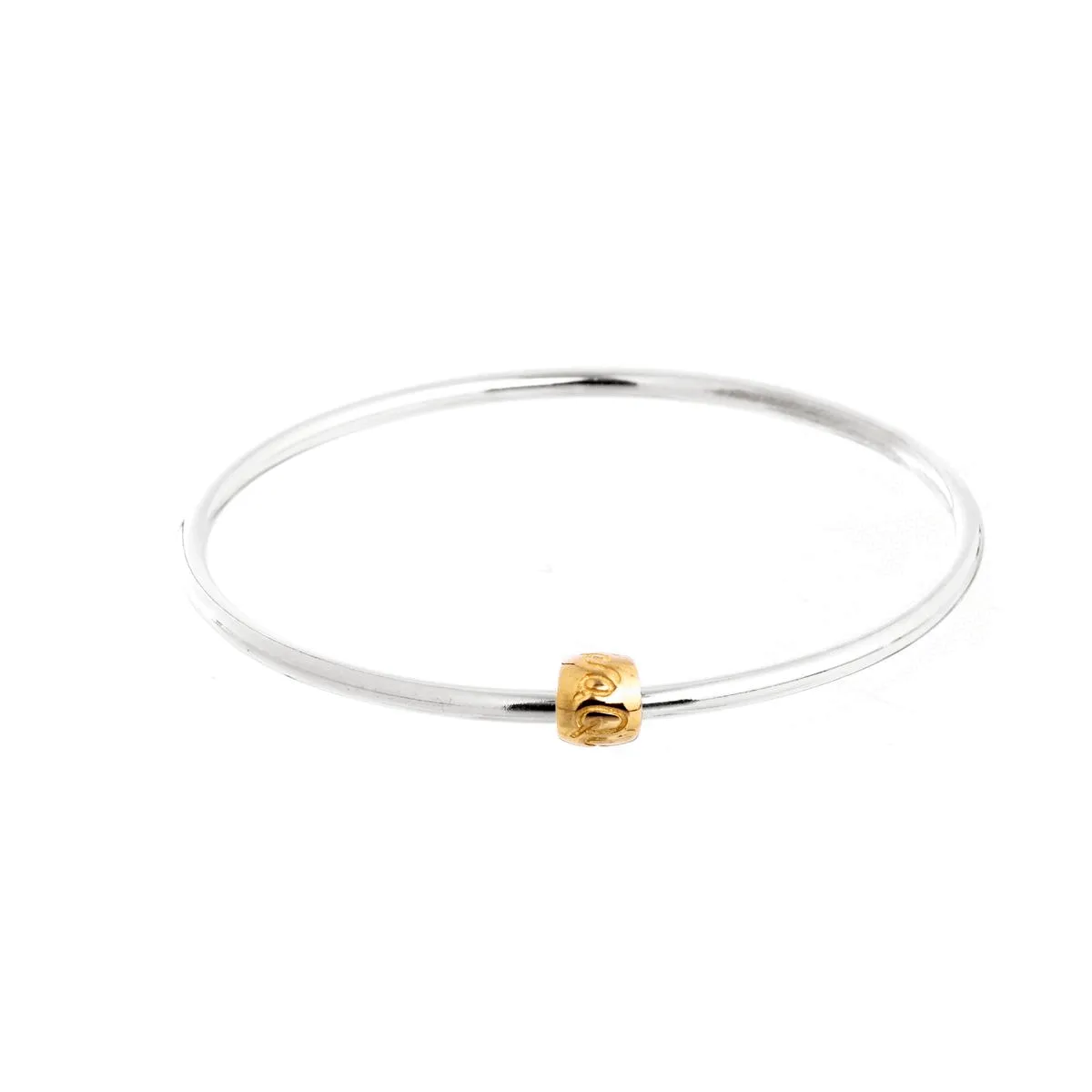 Que Sera Silver & Solid Gold Bangle