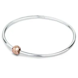 Que Sera Silver & Solid Rose Gold Bangle