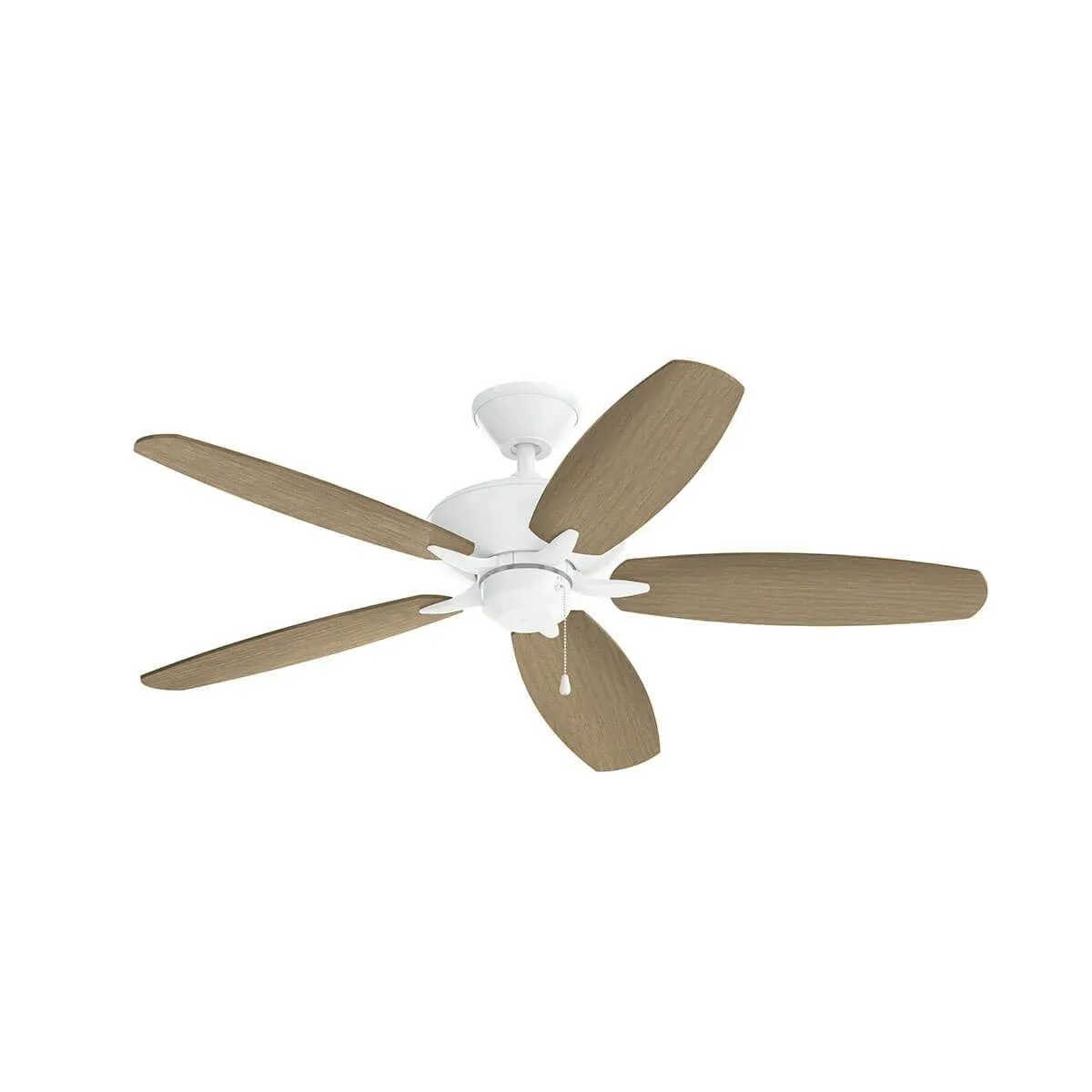 Renew Patio 52 Inch Matte White Damp Rated Ceiling Fan with Pull Chain