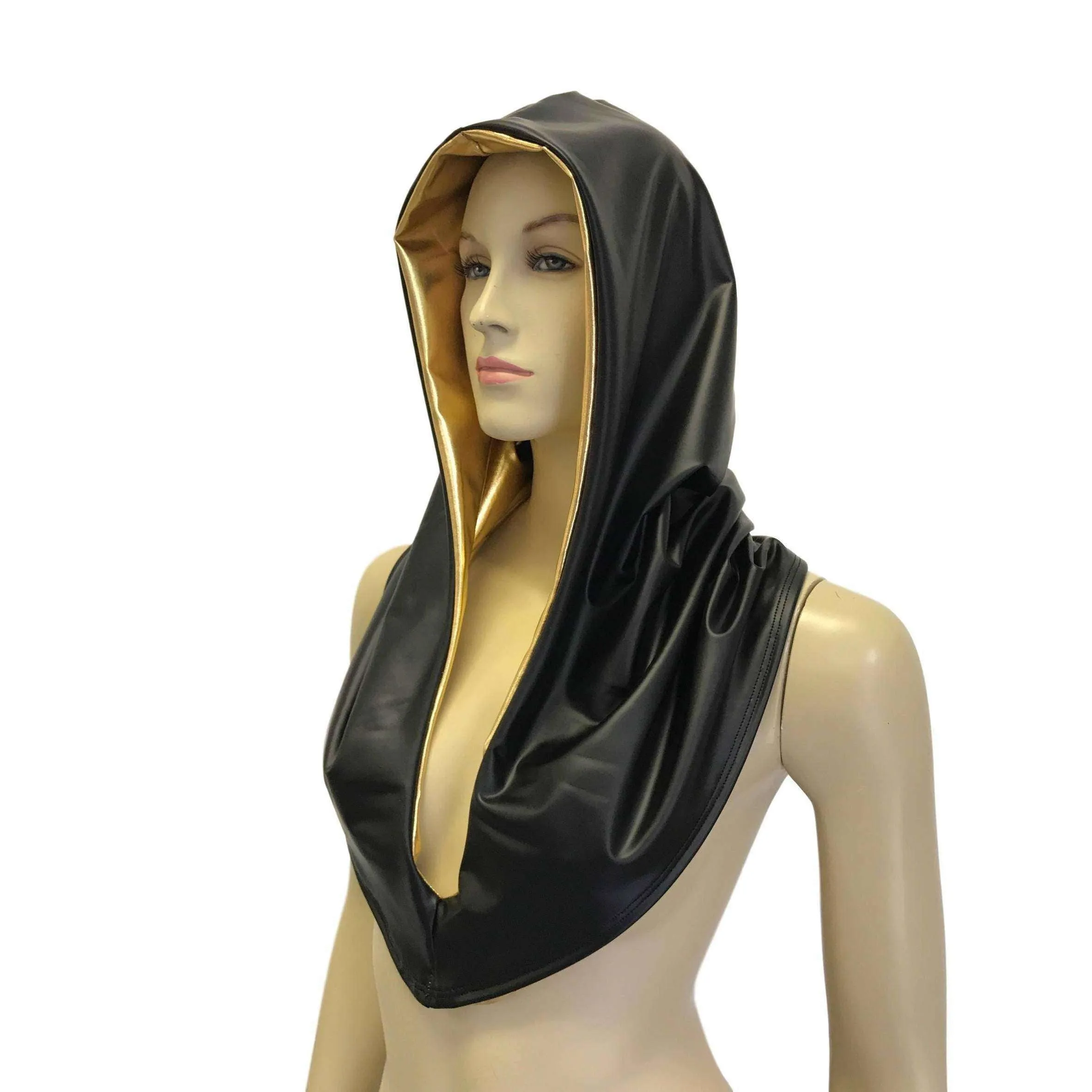 Reversible Gold Metallic & Matte Black Rave Hood