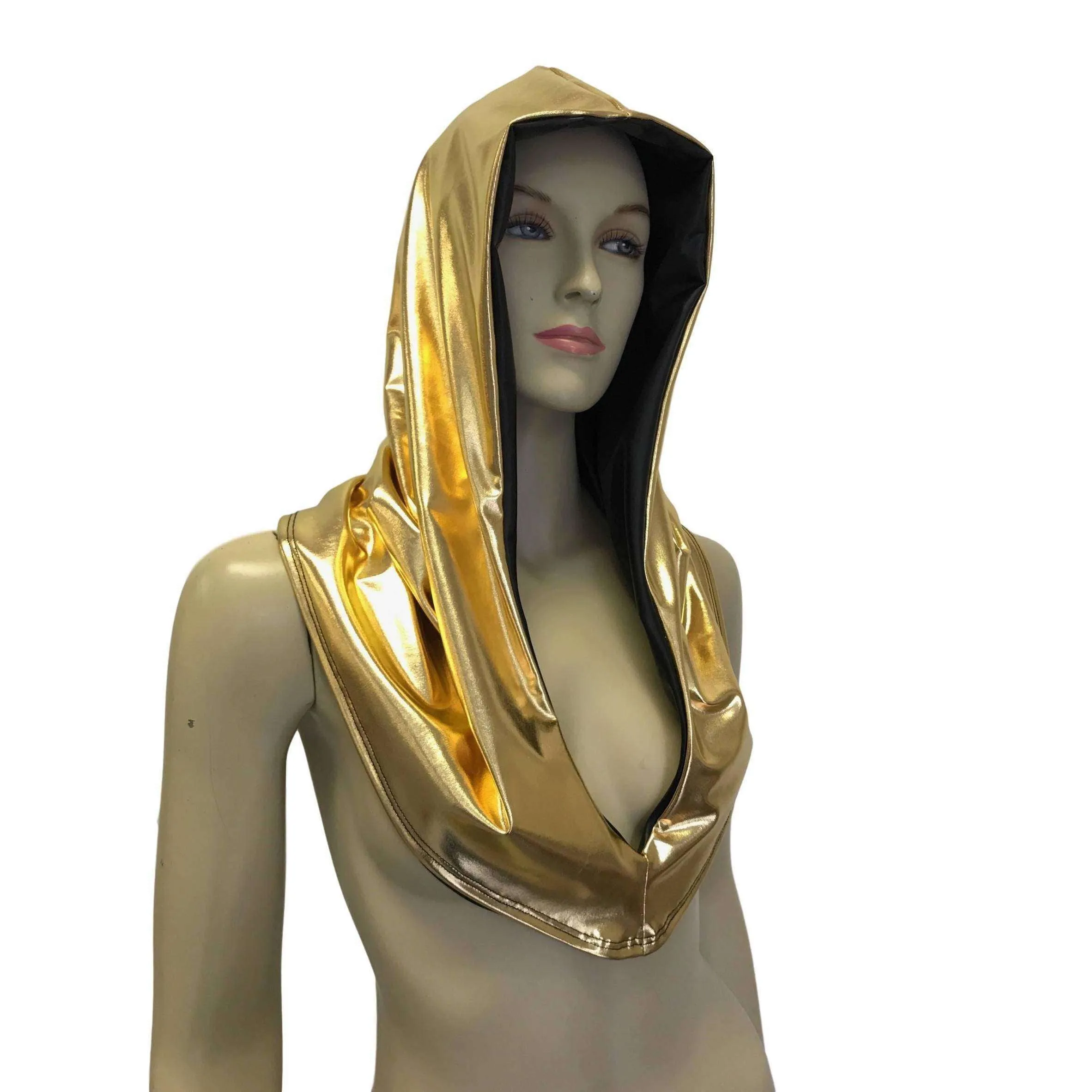 Reversible Gold Metallic & Matte Black Rave Hood