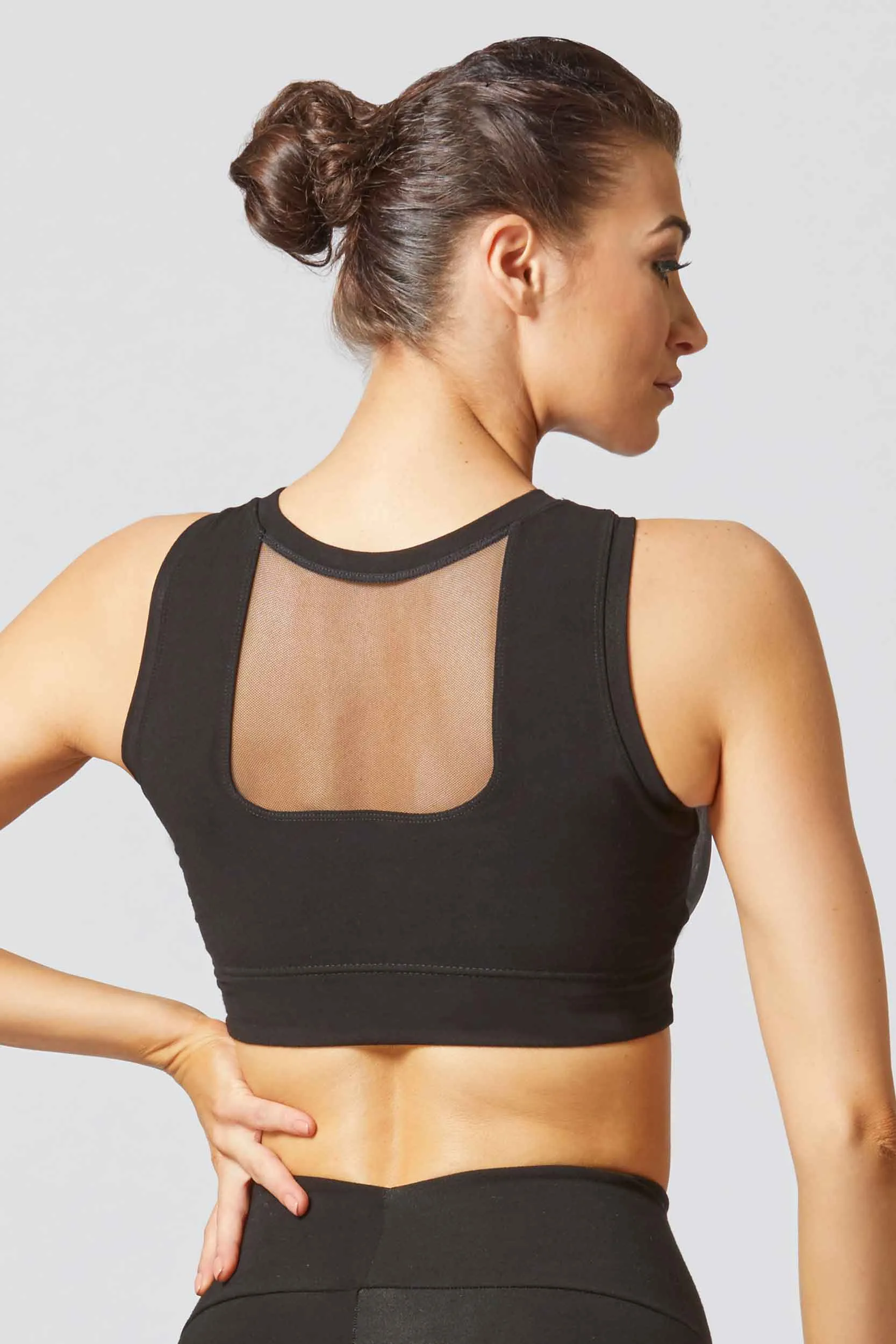 Reversible Mesh Inset Support Fitness Bra Black