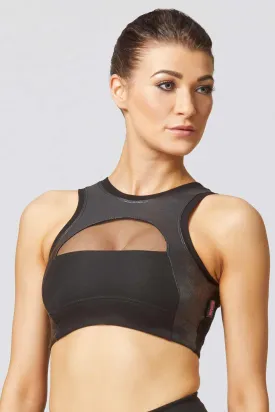 Reversible Mesh Inset Support Fitness Bra Black