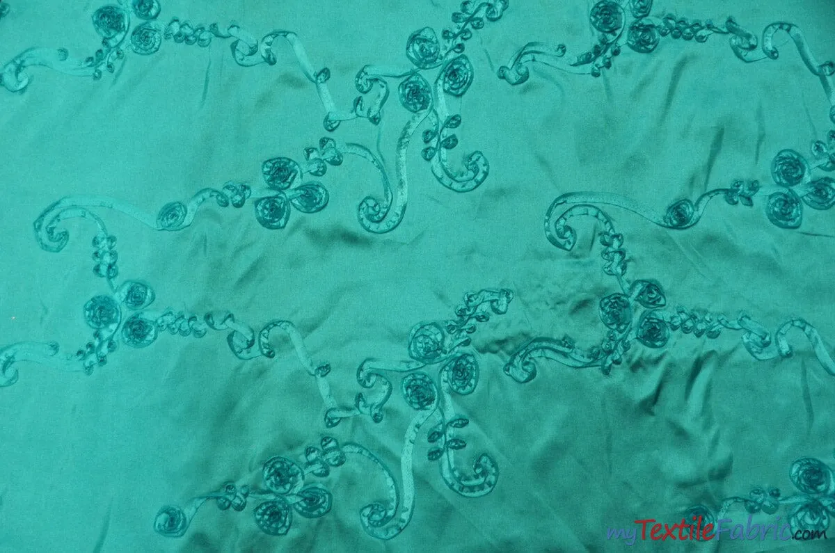 Ribbon Taffeta Fabric | Ribbon Cord Taffeta Embroidery | 54" Wide | Multiple Colors |