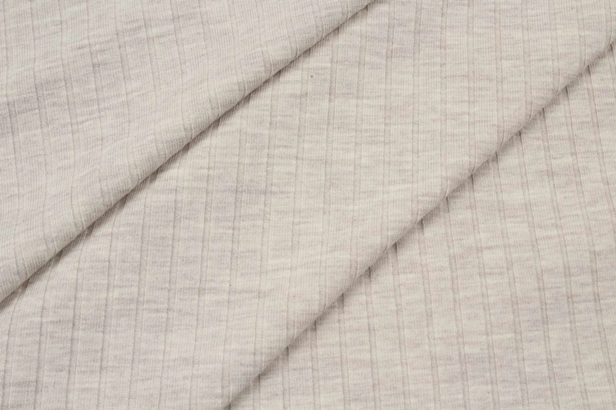 Roll 8 Mts - Stretch Cotton Rib 6x3 for Tops - Soft Touch (Beige Melange) - Offer: 10,50€/Mt