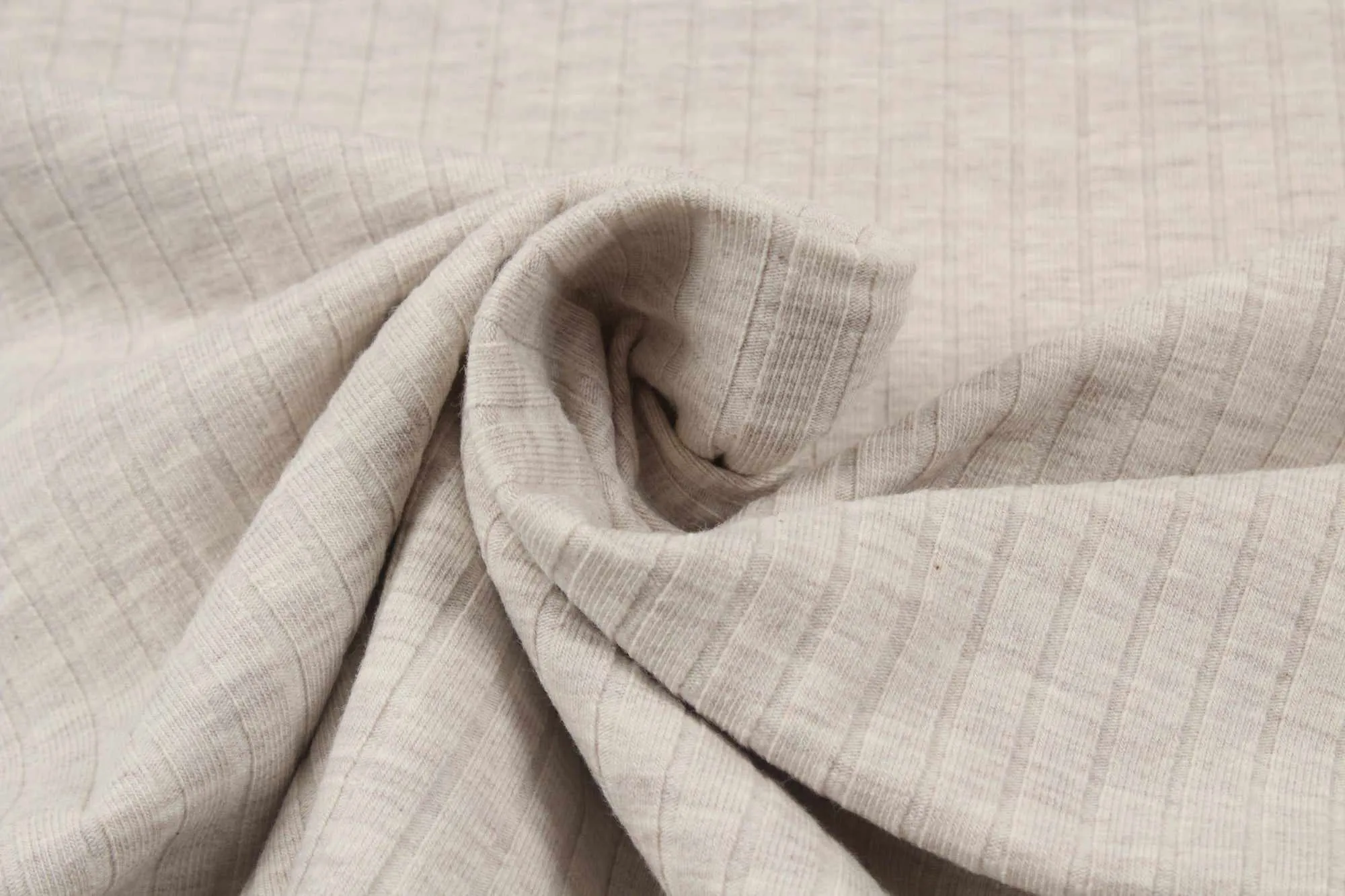 Roll 8 Mts - Stretch Cotton Rib 6x3 for Tops - Soft Touch (Beige Melange) - Offer: 10,50€/Mt