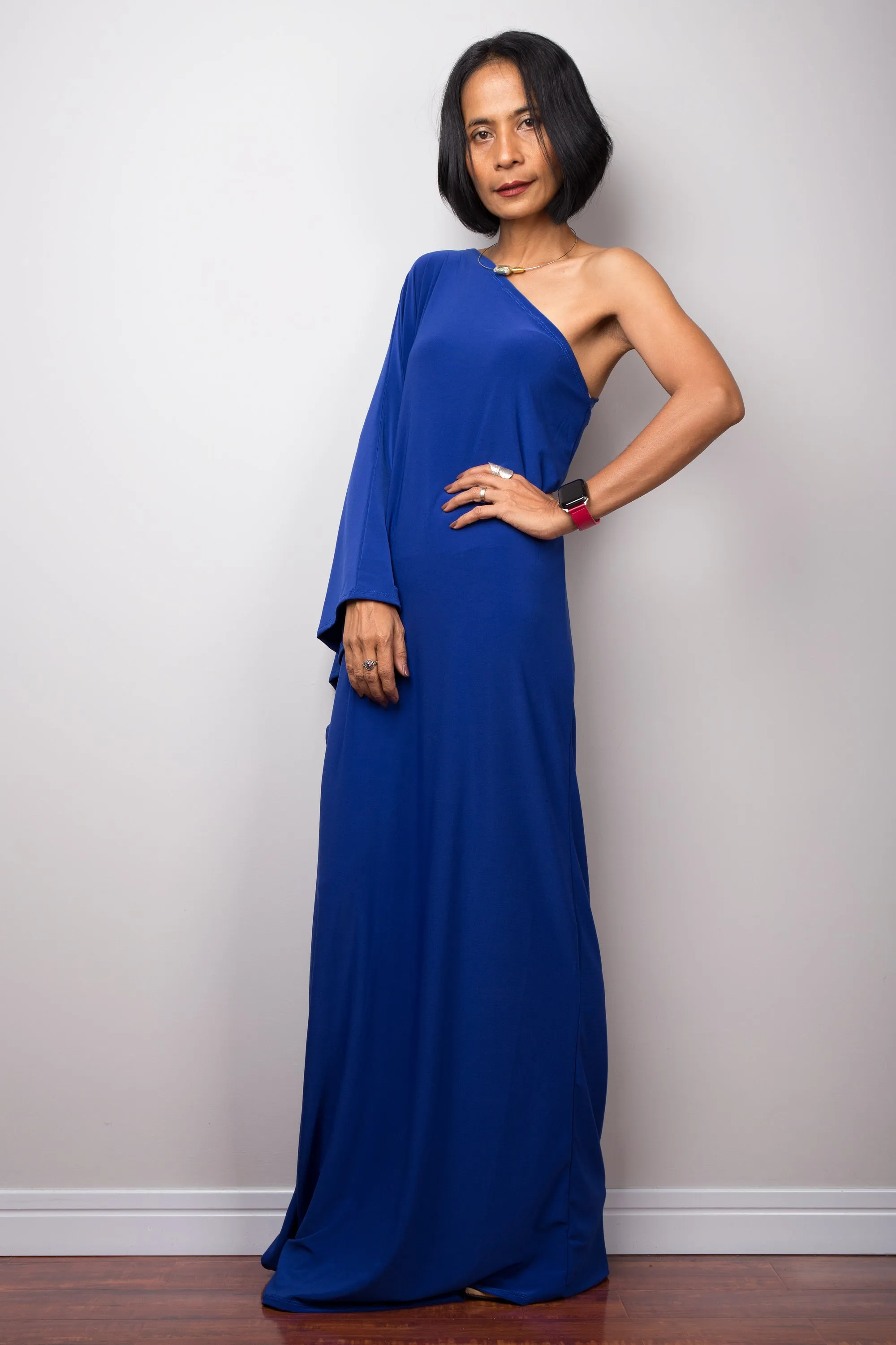 Royal Blue one shoulder dress