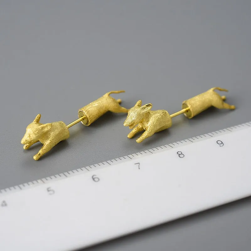 Running Dachshund Sterling Silver Stud Earrings