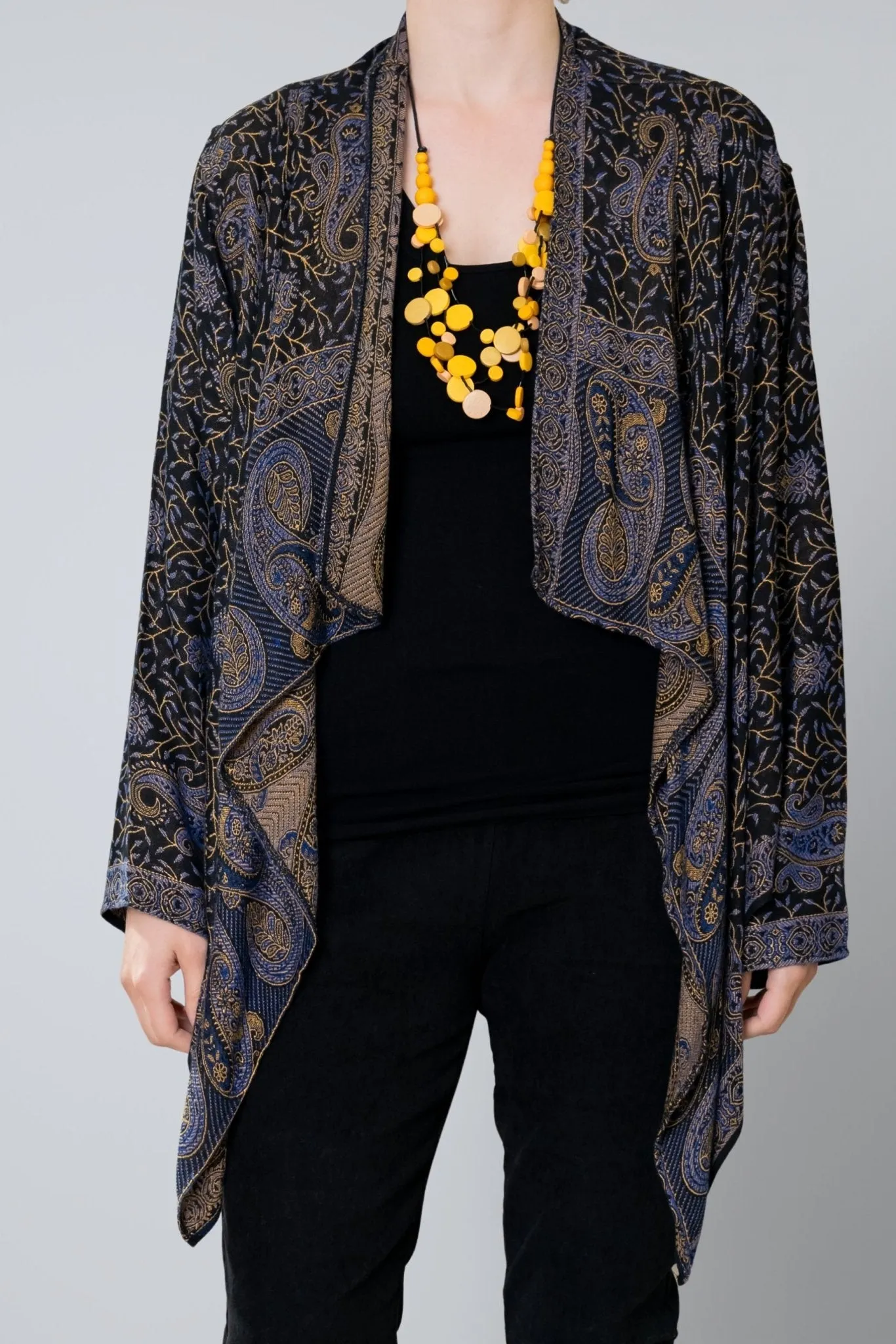 Short Printed Jacket - Indigo Paisley