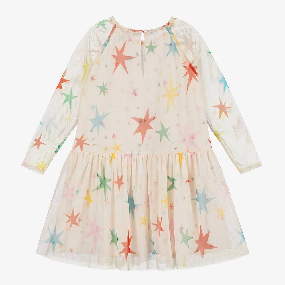 Stella McCartney Kids Girls Ivory Star Print Tulle Dress