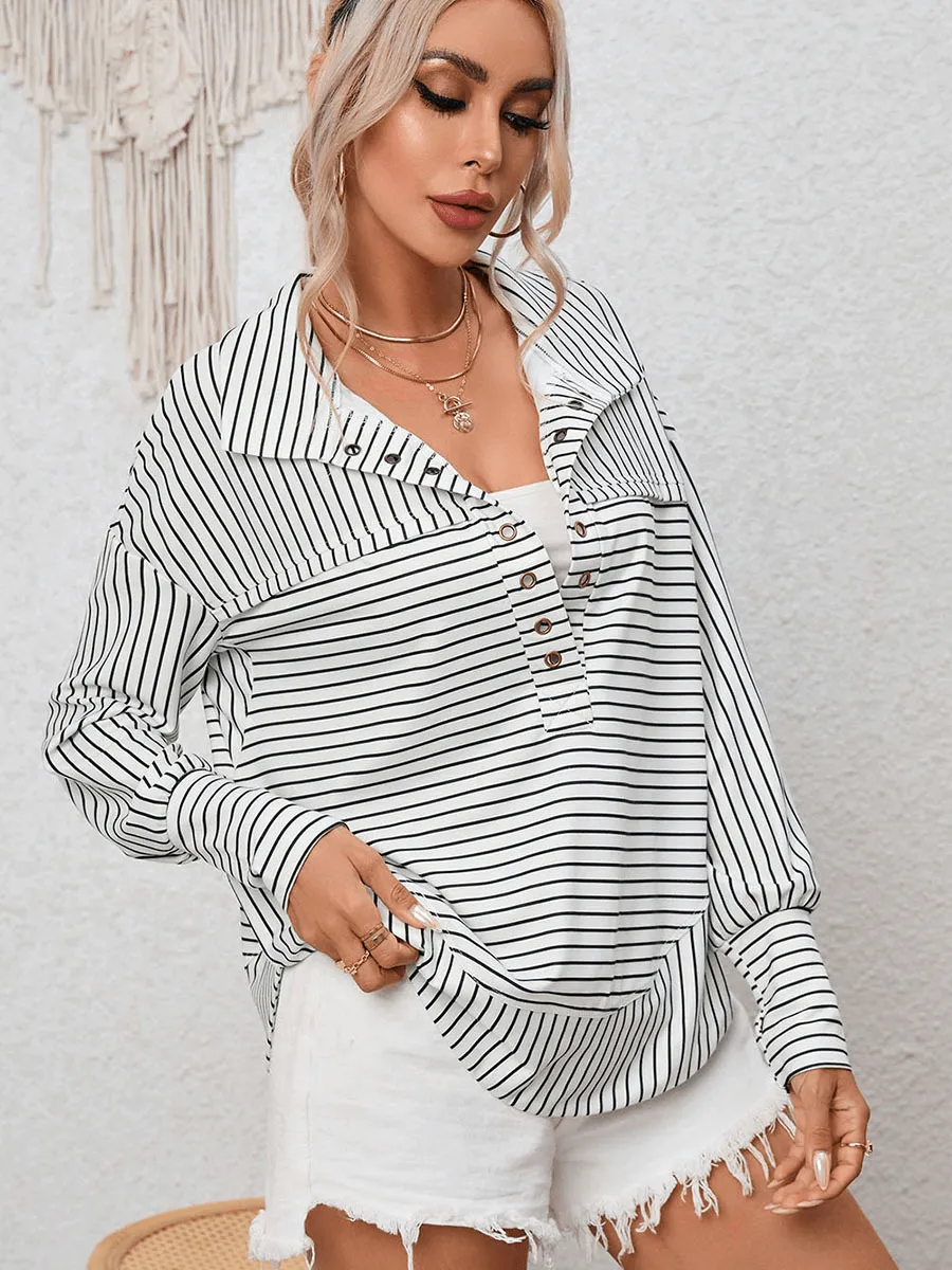 Striped Printed Long Sleeve Top