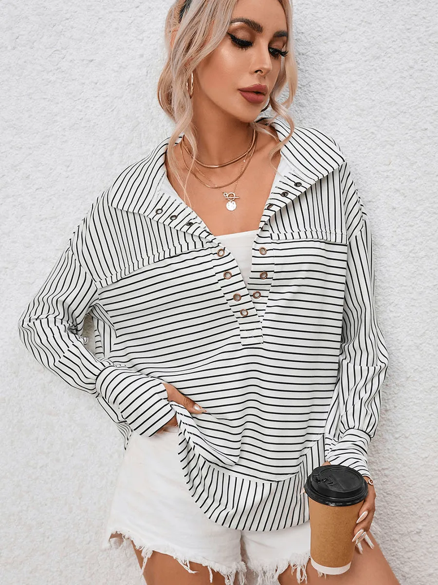 Striped Printed Long Sleeve Top