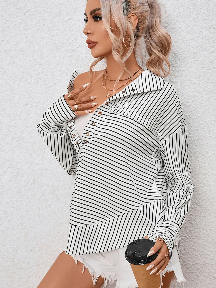 Striped Printed Long Sleeve Top