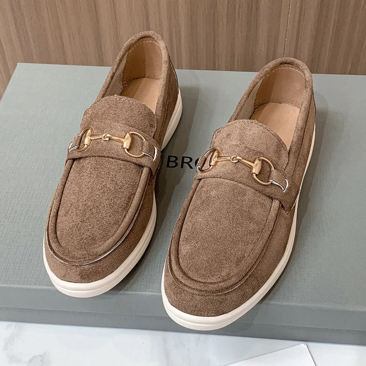 Suede Buckle Sneakers