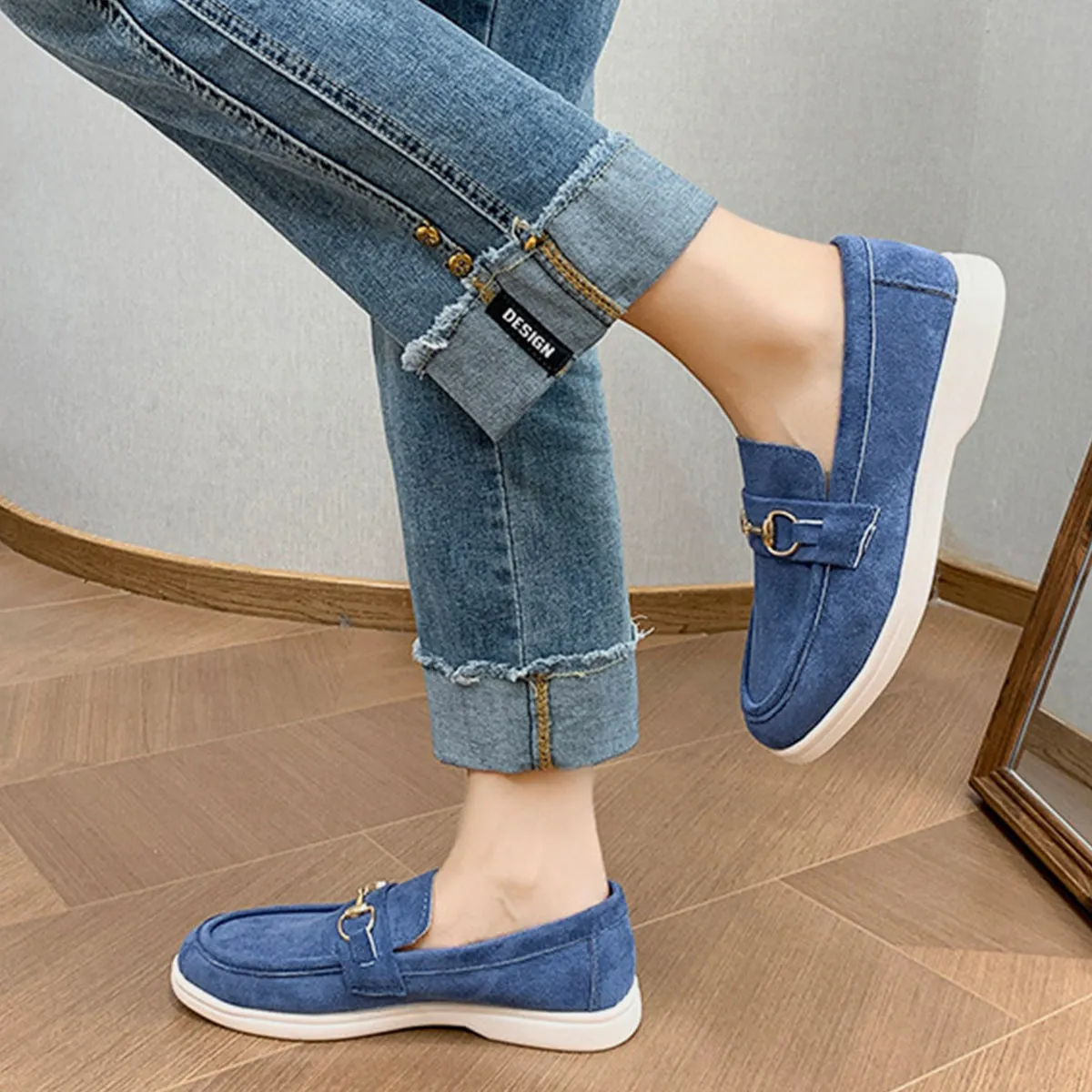 Suede Buckle Sneakers