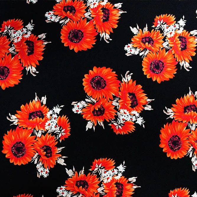 Sunflower Clusters Printed Spandex Fabric | Blue Moon Fabrics