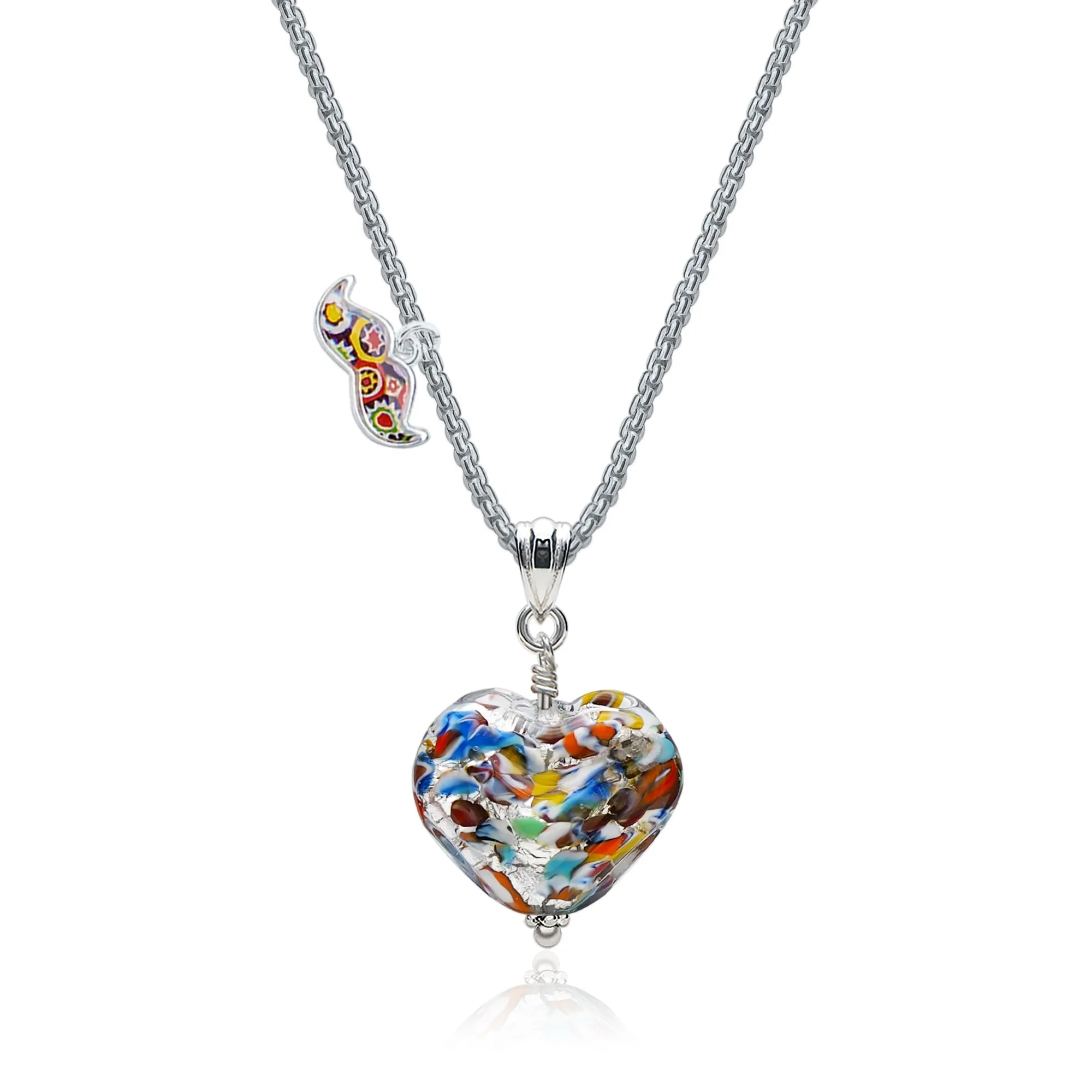 The Kiss Silver Double Heart Necklace