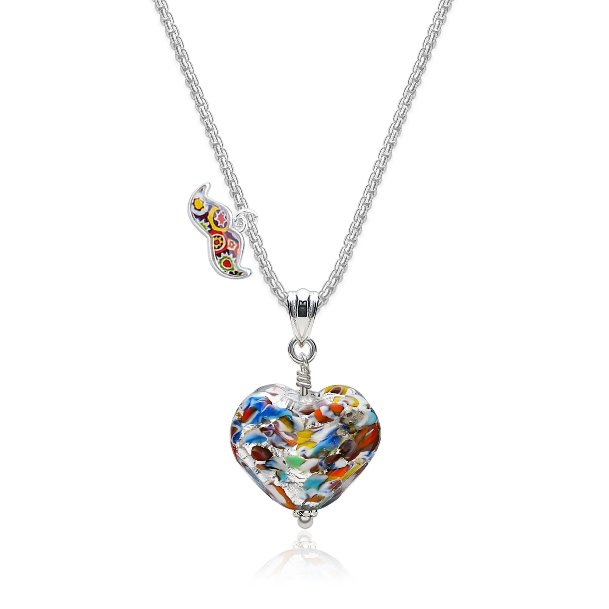 The Kiss Silver Double Heart Necklace