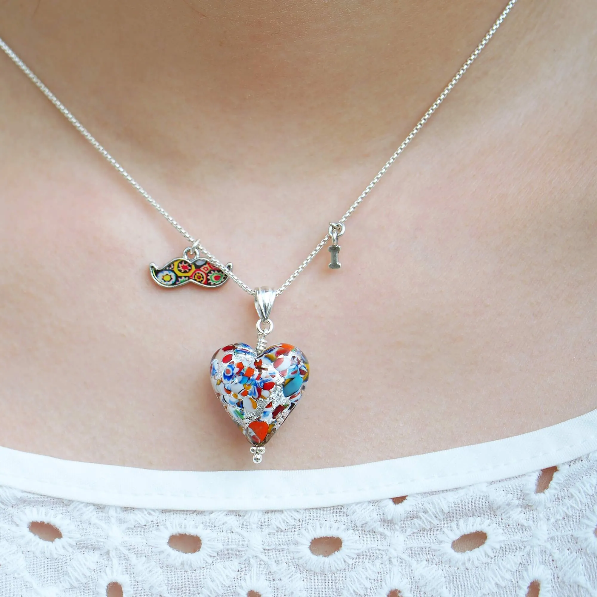 The Kiss Silver Heart Necklace